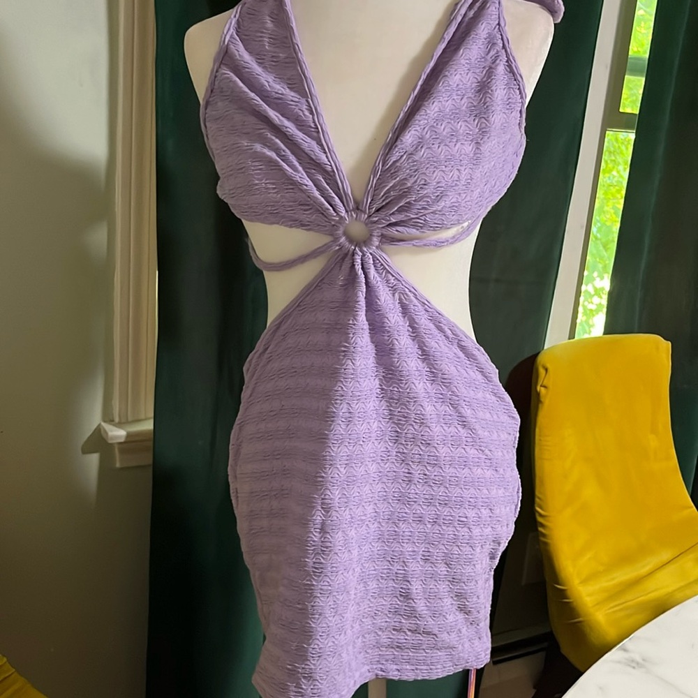 SHEIN lavender plus bodycon cut out halter dress size 0x
